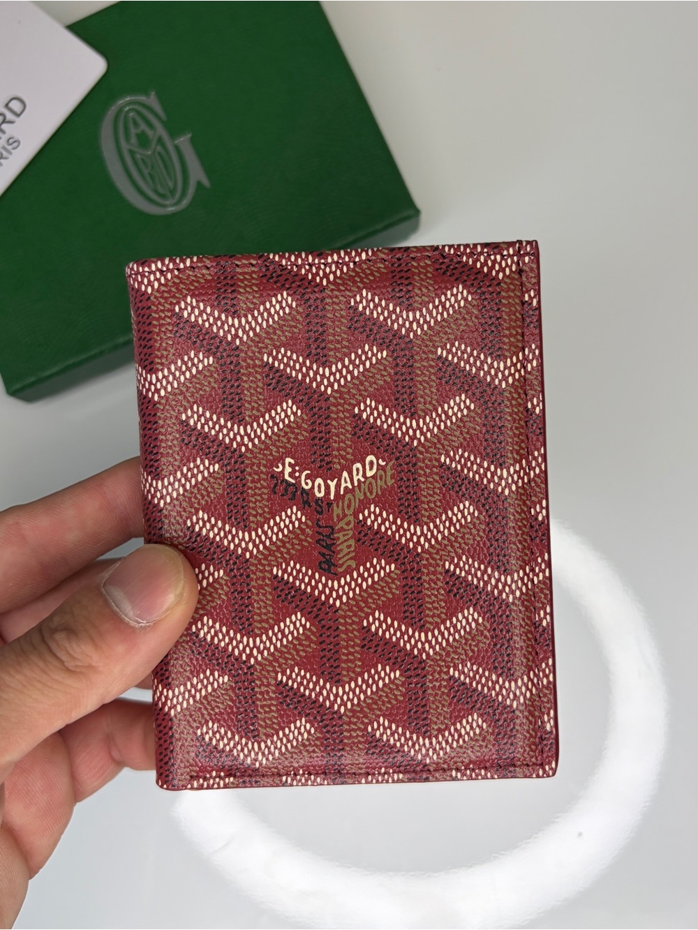 Men’s Original Genuine Leather Red Canvas Card Holder